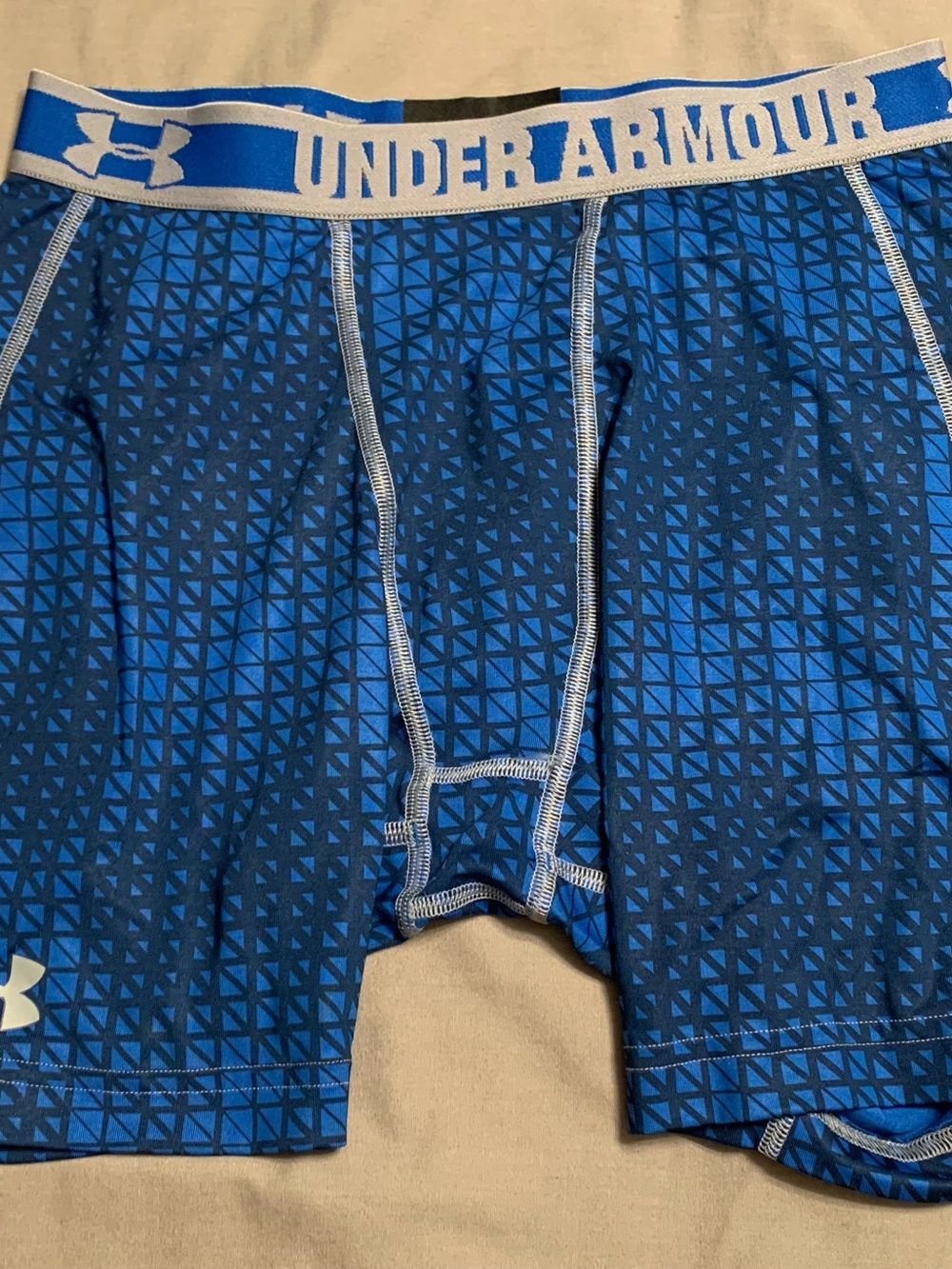 Under Armour Men's Blue Geometric Compression Shorts